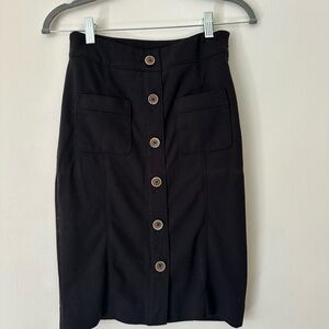 Banana Republic Black Pencil Skirt with Wooden Buttons